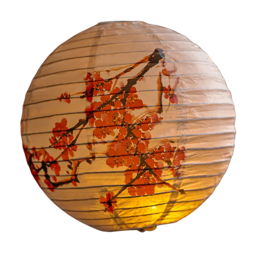 Farolillo de papel redondo con motivo de sakura 30 cm de papel con estructura de alambre decoración para celebraciones y decoración de interiores