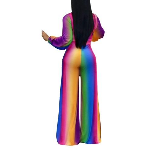 Farverig stribet jumpsuit til kvinder
