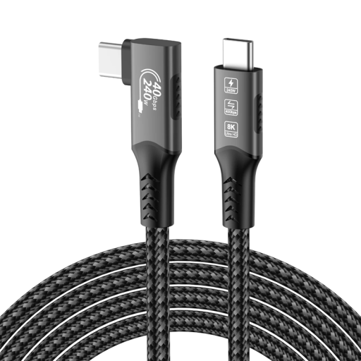 Fast Charging Dual USB C Cable 240 W 1.8 m with 90° Charging Connector for Data Transfer 48V 5A for Laptops Tablets Phones Compatible with PD 3.1
