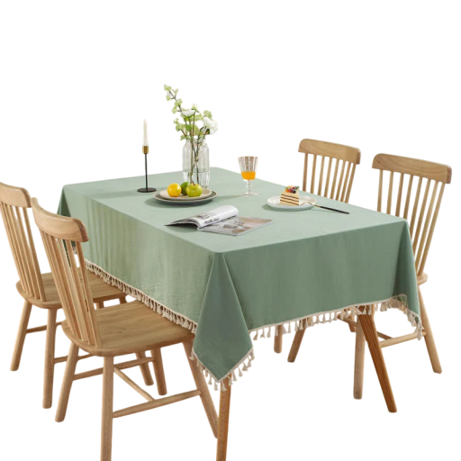 Față de masă din bumbac cu ciucuri 140 × 220 cm Față de masă cusut lavabil pentru masa de dining pentru nuntă petrecere banchet decorare