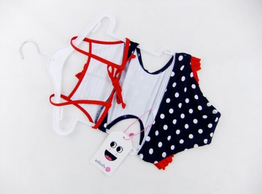 Fatos de banho para meninas com bolinhas - Azul escuro