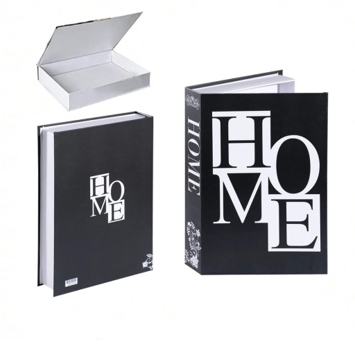 Fausse livre HOME avec espace de rangement Livre décoratif ouvrable noir avec inscription blanche HOME