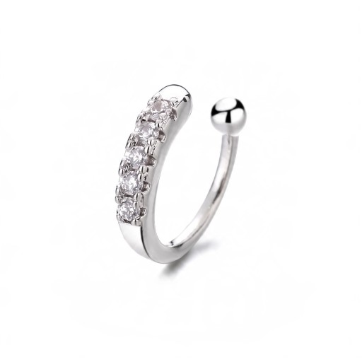 Faux piercing de nez sans perçage 1 pièce Anneau ouvert avec zirconiums 8 mm Clip pour nez et cartilage d'oreille