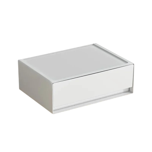 Fehér asztali tároló fiók 23x17x8 cm HIPS+PP rendszerező kihúzható rekesszel apróságokhoz és irodai kellékekhez