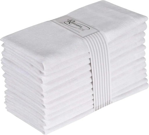 Fehér lenvászon szalvéták 12 db 50 x 50 cm 100% len Nagy textil szalvéták az étkezéshez Luxusos textil szalvéták