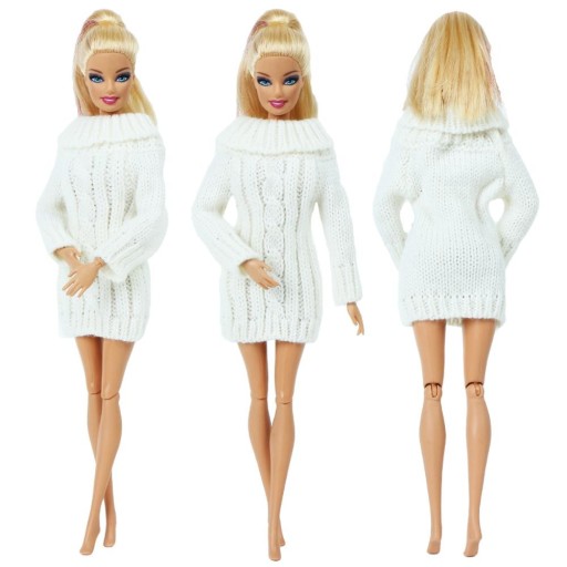 Fehér pulóver Barbie számára