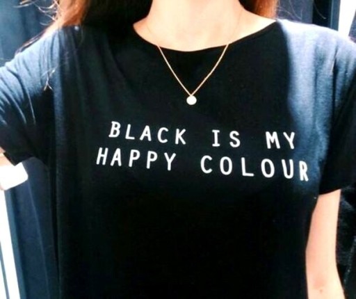Fekete női póló vicces mintával A786