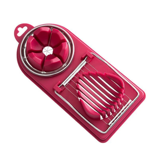 Feliator de ouă multifuncțional din oțel inoxidabil și plastic, 20 x 9 cm, feliator și tăietor cu pană, ajutor de bucătărie pentru ouă, ciuperci, kiwi