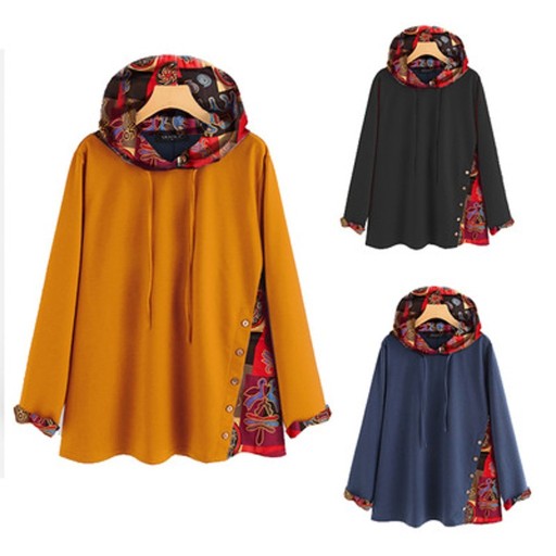 Felpa donna ampia con motivo