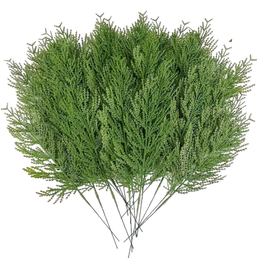 Fenyőágak készlete sűrű tűlevelekkel 36x12,5 cm 24 db műanyag zöld dekoratív ágak koszorúk készítéséhez és díszítéshez