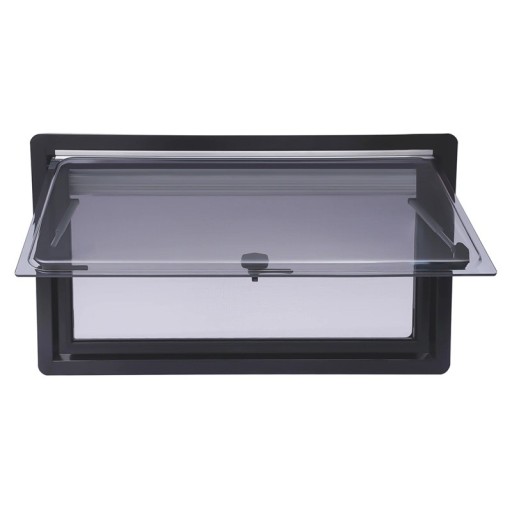 Fereastră de ventilație pentru caravană Rabatabilă cu jaluzea și plasă împotriva insectelor 90 x 50 cm Aluminiu acrilic și ABS Cadru interior alb Pentru autovehicul de recreere