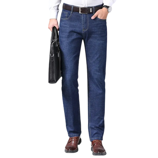 Férfi klasszikus farmernadrág Slim fit Kényelmes, rugalmas farmernadrág derekán Modern nadrág mindennapi viseletre Farmer elasztánnal