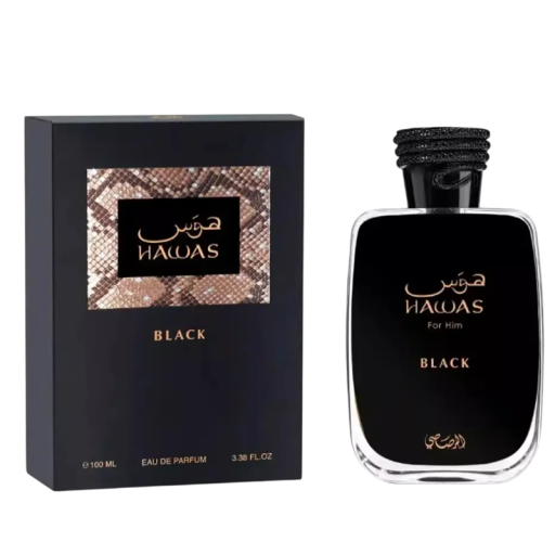 Férfi parfüm Eau de Parfum Hawas 100 ml Elegáns fekete üvegcséje Friss, férfias illat Hosszan tartó keleties parfüm Mindennapi használatra