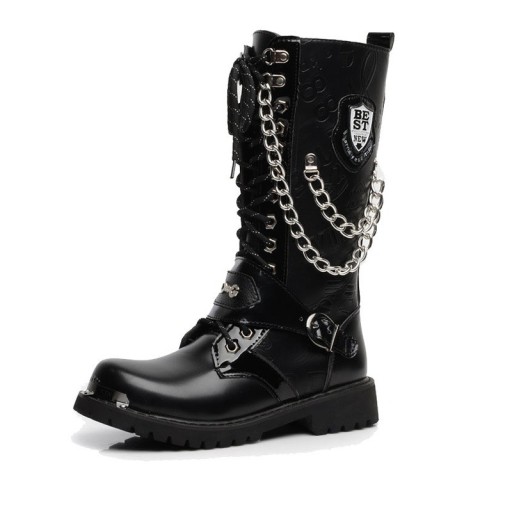 Férfi punk cipő lánccal