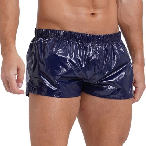 Férfi rövidnadrágos fürdőnadrág Gumi Tükröződő Sötétkék Nylon Spandex Rugalmas Gyorsan Száradó fürdőnadrág a strandra és medencébe