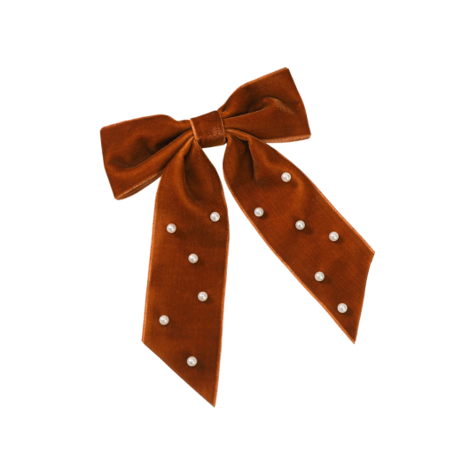 Fermaglio per capelli a fiocco in velluto con perle Onda di capelli elegante Accessorio stiloso Fermaglio per capelli con perline Fiocchetto delicato per donne e ragazze