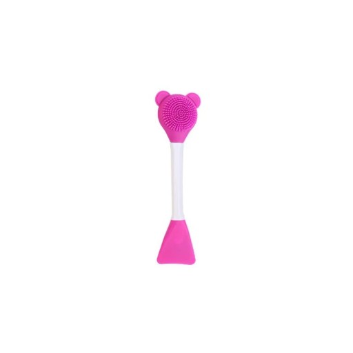 Ferramenta multifuncional dupla face para cuidados do rosto Cabeça de silicone em forma de urso para limpeza do rosto e espátula para aplicação de máscara 15 x 3 cm