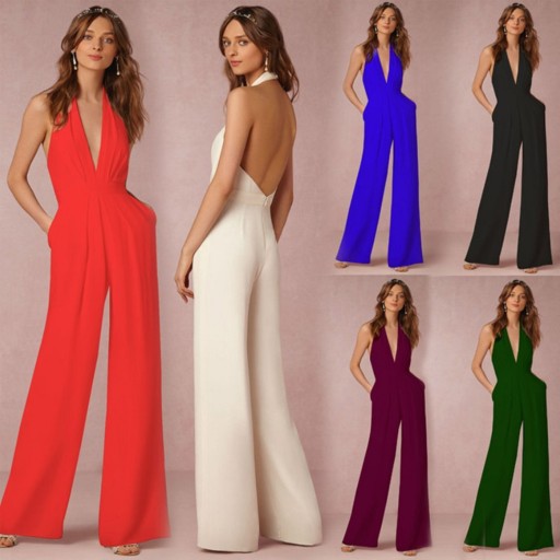 Festjumpsuit med åben ryg til kvinder A2078