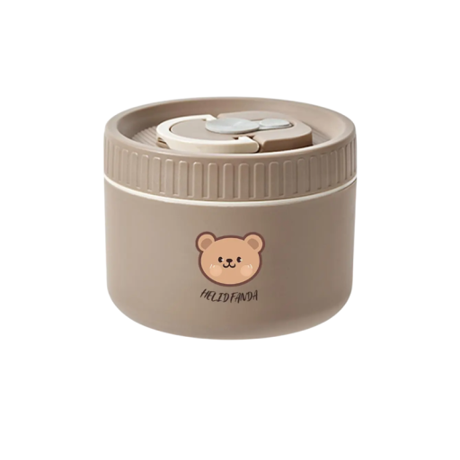 Fiambrera térmica de 600 ml, 11,5 x 9 cm, de acero inoxidable con tapa, diseño de osito de peluche, a prueba de fugas, apta para microondas