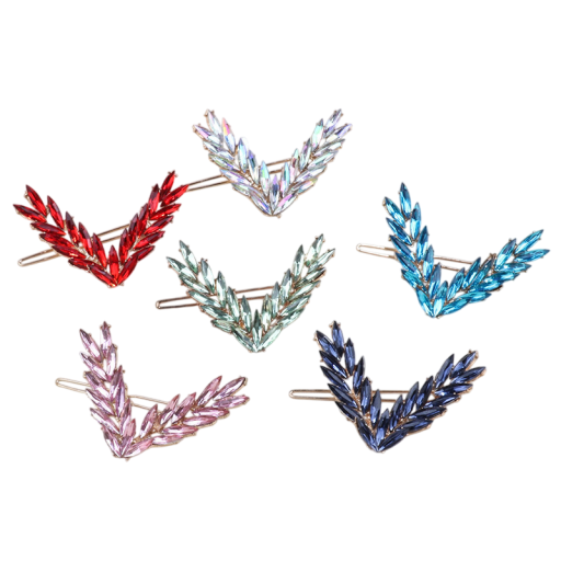 Fibbia decorativa da donna per capelli 8 × 5,5 cm a forma di V con pietre di cristallo in lega gioiello per capelli
