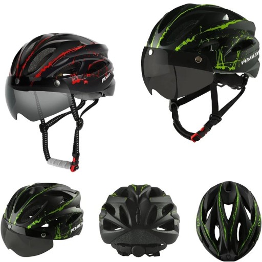 Fietsholte PEMILA met magnetische bril en afneembare vizier verstelbare omtrek 58-61 cm in-mold schaal met EPS-schuim unisex