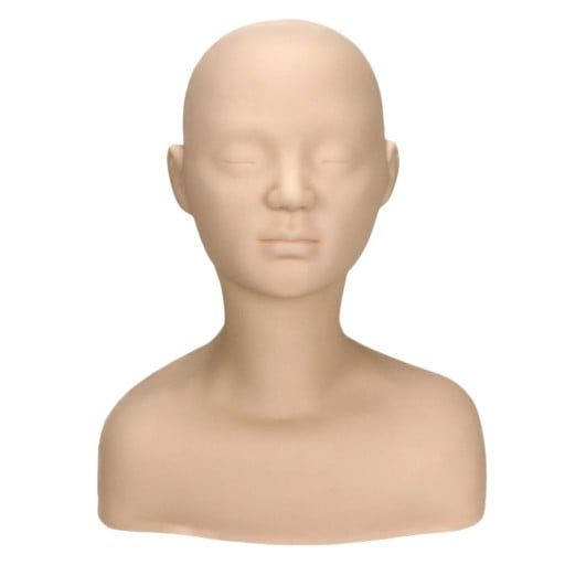 Figurína na trénink aplikování kosmetiky 39 x 30 cm silikonová hlava a busta z PVC na nácvik líčení masáže i péče o pleť obličeje