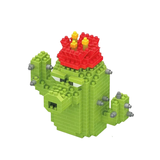 Figurine pliable cactus de Plants vs Zombies 360 pièces Mini kit de construction Figurine de jeu Kit de construction pour enfants et collectionneurs 8,8 x 5 x 7,5 cm
