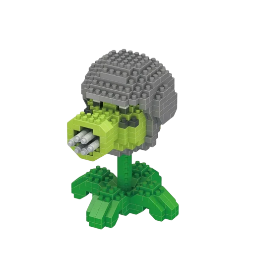 Figurine pliable plante avec casque de Plants vs Zombies 290 pièces Mini kit de construction Personnage de jeu Kit de construction pour enfants et collectionneurs 6,5 x 6,5 x 9 cm