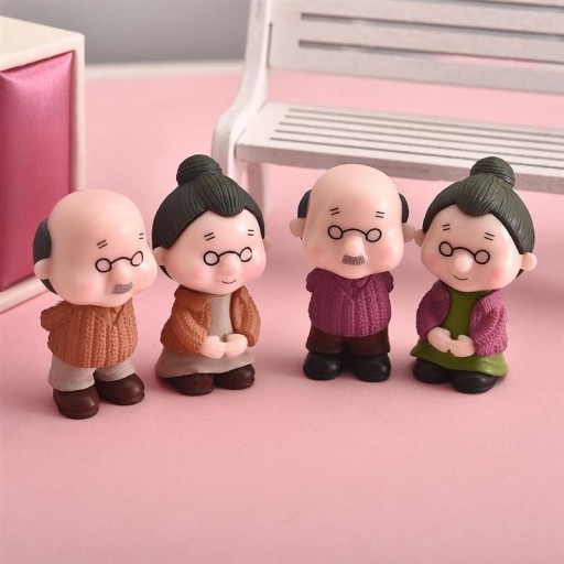 Figurines décoratives grand-père et grand-mère