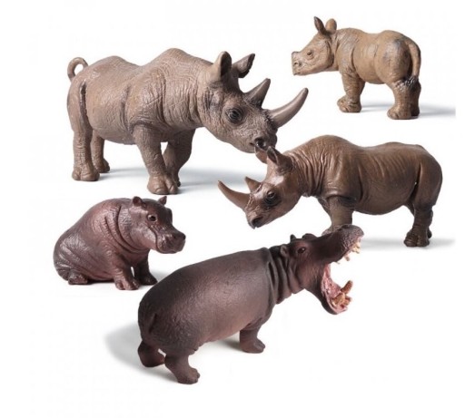 Figurines hippopotames et rhinocéros 5 pcs