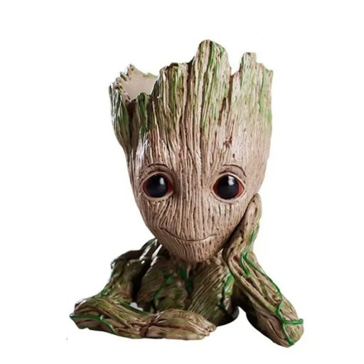 Figurinha de coleção Groot a apoiar a cabeça 14 x 8 cm Personagem de filme Pequeno vaso Decoração de mesa Presente original
