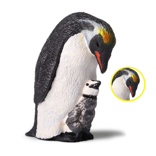 Figurka pingwina i młodego