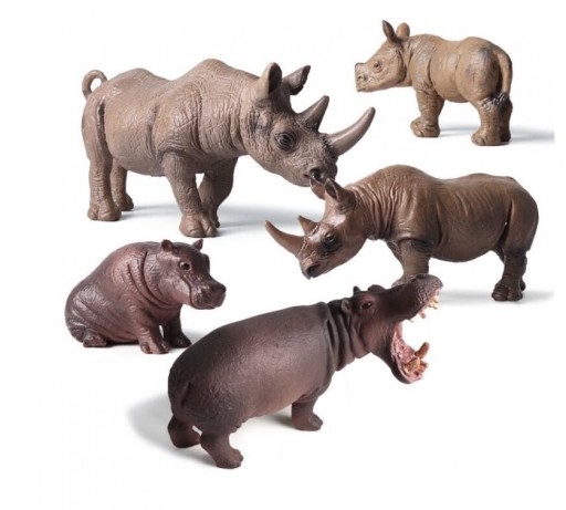 Figúrky hrochy a nosorožce 5 ks