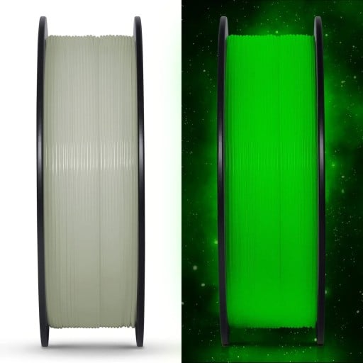 Filamento PLA 1,75 mm 200 g Blanco de día y verde fosforescente de noche hilo que brilla en la oscuridad para impresión 3D decoraciones