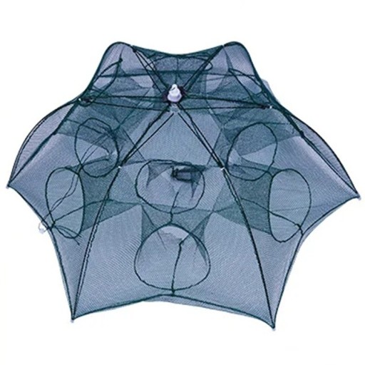 Filet de pêche portable avec 12 ouvertures Piège à poissons pliable Maille résistante Léger et compact Conception pour une pêche facile Utilisation facile en eau douce et en eau salée