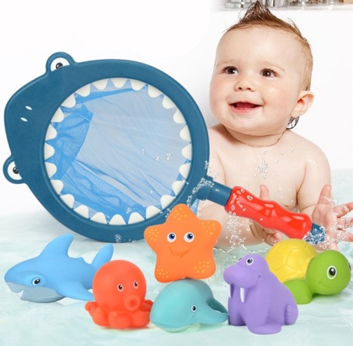 Filet de pêche pour enfants avec des animaux marins