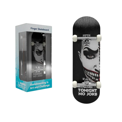 Fingerboard 9,9 x 2,9 cm con motivo joker Skateboard da dito Giocattolo mini professionale Giocattolo antistress Hobby finger gioco Regalo per bambini