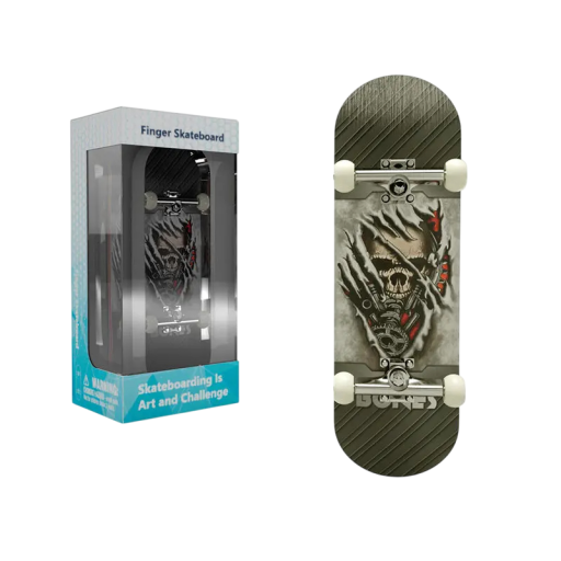 Fingerboard 9,9 x 2,9 cm con teschio Skateboard da dito Giocattolo mini finger Gioco da tavolo antistress professionale Regalo per bambini e adolescenti