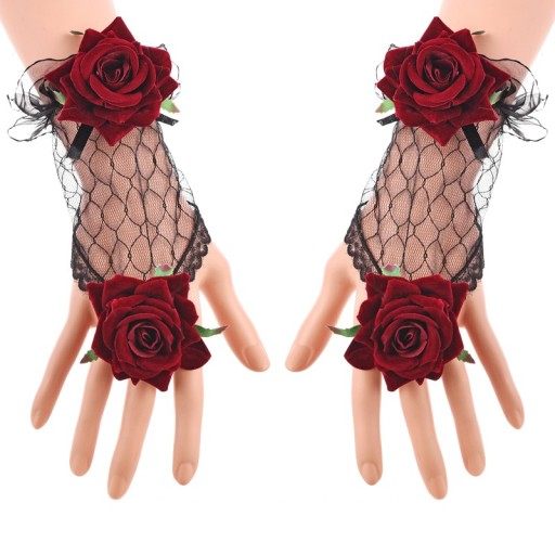 Fingerlose Damenhandschuhe mit Rosen