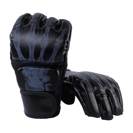 Fingerlose MMA-Handschuhe mit Knochenmuster, Boxsack-Handschuhe, geeignet für Männer und Frauen, 24 x 13 x 5 cm
