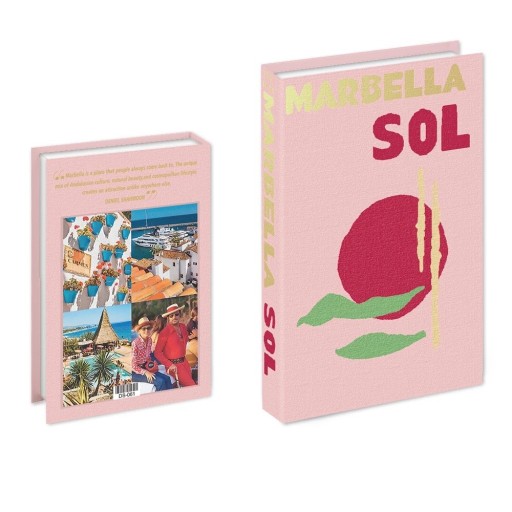Finta libro MARBELLA SOL decorazione con motivo Andalusia, non apribile