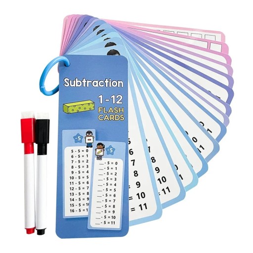 Fișe de scădere Montessori 0-12 Set de autotestare pentru învățare Ajutor matematic pentru copii de școală elementară Calcul și antrenament de concentrare