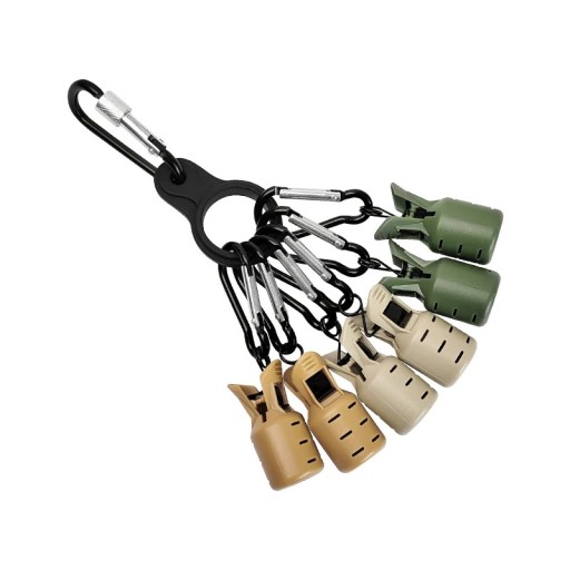 Fiskekrogbeskyttersæt med karabinhage 6 stk. 4,5 x 2 cm Beskyttelsesovertræk til kroge med klips Sikkert etui til fiskekroge Praktisk beskyttelse af kroge under transport