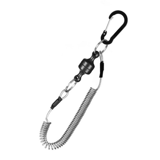 Fiskemagnetisk klips med karabinhage og sikkerhedsfjeder maks. 150 cm Stærk magnetisk fiskegrejsholder Hurtigudløserklemme til tænger, landingsnet og tilbehør