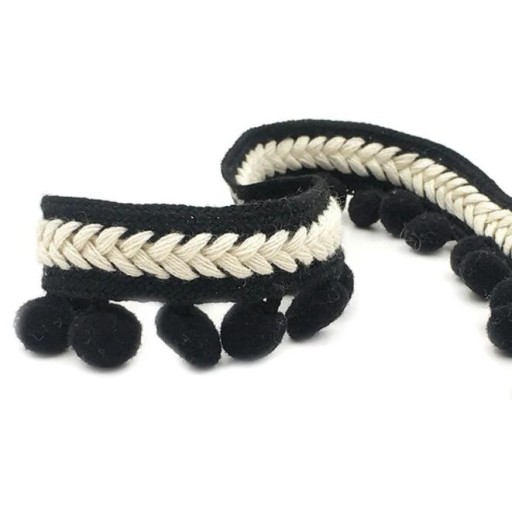 Fita trançada com franjas redondas 6 cm x 91 cm Fita decorativa em tecido Poliéster e algodão Fita para costura de decoração DIY trabalhos manuais