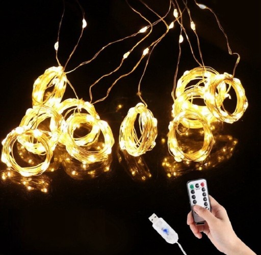 Fjernbetjent lyskæde 3 x 3 m 300 LED