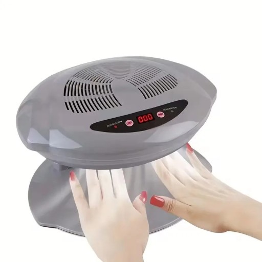 Fläkt och nagellackstork 400 W med varm och kall luft 30 x 26,5 x 18,5 cm ABS plast grå för snabb torkning av naglar och manikyr