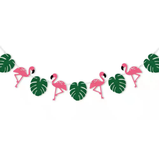 Flamingobanner med blad Tropisk dekoration Hawaii Sommarfest Safari Djungel Bröllop Födelsedag Bord Dekoration Temafest