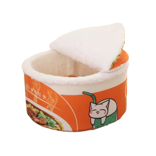 Flanellen kattenbed 40 x 20 cm Originele vorm van instantnoedels Zacht bed met deksel Geschikt voor de winter Voor huisdieren