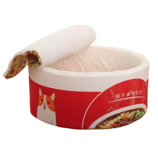 Flannel Cat Bed 40 x 20 cm Original Instant Noodle Cup Design Soft Bed with Lid for Pets